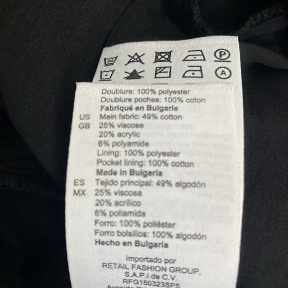 Sandro Seal Tweed Romper Black Long Sleeve Button Pockets V Neck 36 4 S - Picture 10 of 14